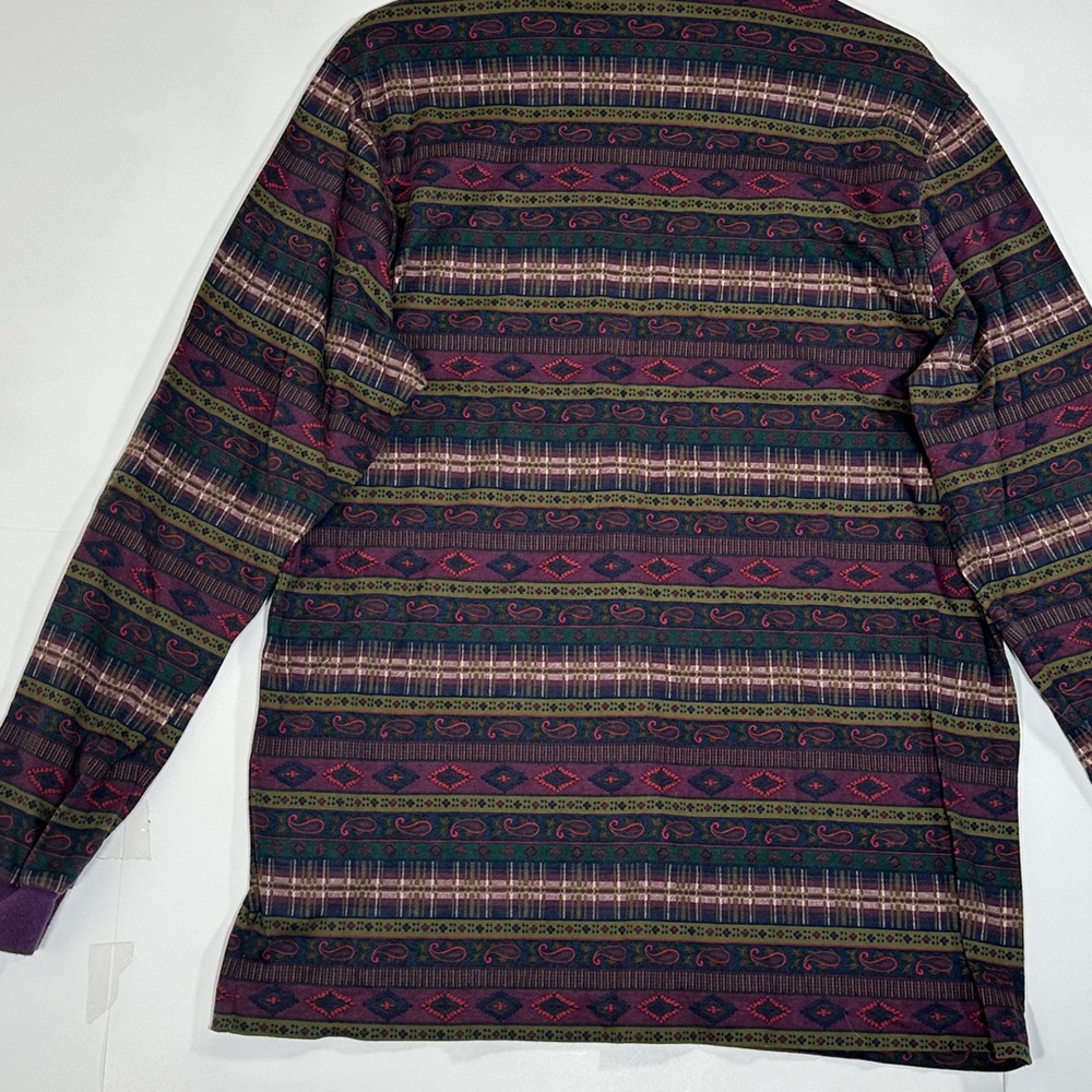 Vintage Lands End Aztec Western Long Sleeve Shirt Mens Size Large 42-44 USA Made - Picture 13 of 15